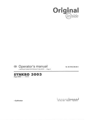 Pottinger Cultivators SYNKRO 3003 Operators Manual
