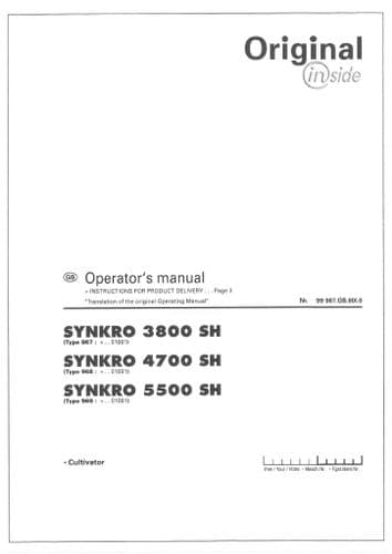 Pottinger Cultivators SYNKRO 3800 SH, 4700 SH, 5500 SH Operators Manual