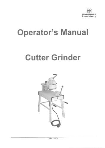 Pottinger Cutter Grinder Operators Manual