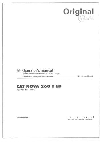 Pottinger Disc Mower CAT Nova 260 TED Operators Manual