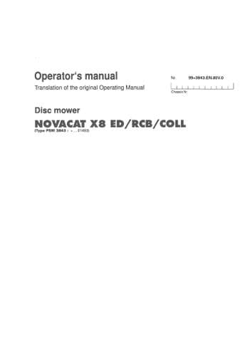 Pottinger Disc Mower Novacat X8ED X8RCB X8Coll Operators Manual