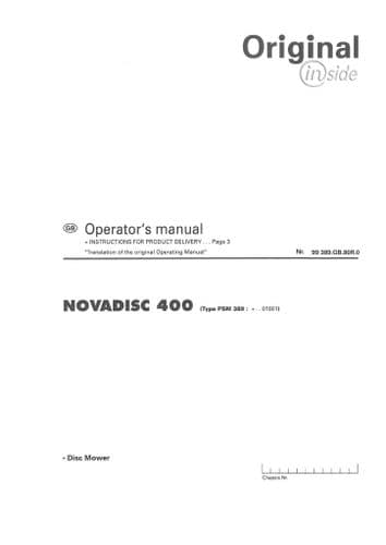 Pottinger Disc Mower Novadisc 400 Operators Manual
