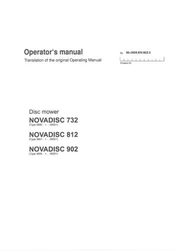 Pottinger Disc Mower Novadisc 732 812 902 Operators Manual