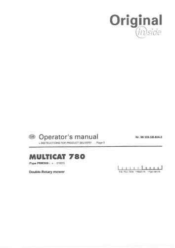 Pottinger Double Rotary Mower Multicat 780 Operators Manual