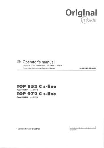 Pottinger Double Rotary Swather TOP 852C 972C S-Line Operators Manual