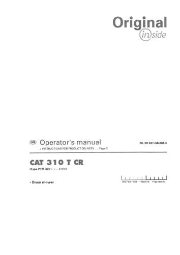 Pottinger Drum Mower CAT 310TCR Operators Manual