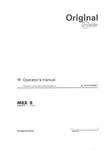 Pottinger Forage Harvester MEX 5 Operators Manual