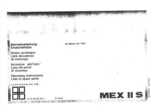 Pottinger Forage Harvester MEX II S Rotation Operators Manual and Spare Parts List