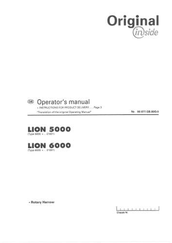 Pottinger Harrow LION 5000 6000 Operators Manual