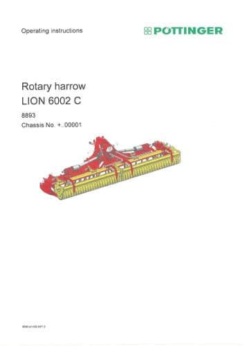 Pottinger Harrow LION 6002 C Operators Manual