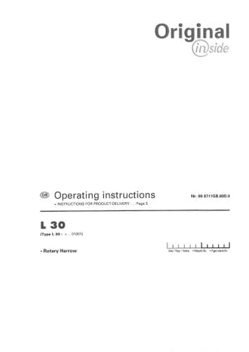 Pottinger Harrows L30 Operators Manual