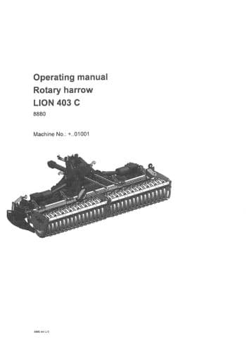 Pottinger Harrows LION 403 C Operators Manual