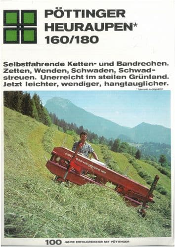 Pottinger Heuraupen 160 & 180 Hay Maker Rake Turner Tedder Brochure