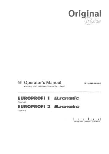 Pottinger Loader Wagon Europrofi 1 & 2 Euromatic Operators Manual