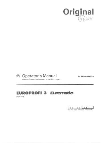 Pottinger Loader Wagon Europrofi 3 Euromatic Operators Manual