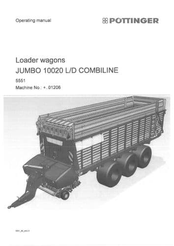 Pottinger Loader Wagon Jumbo 10020L 10020D Combiline Operators Manual