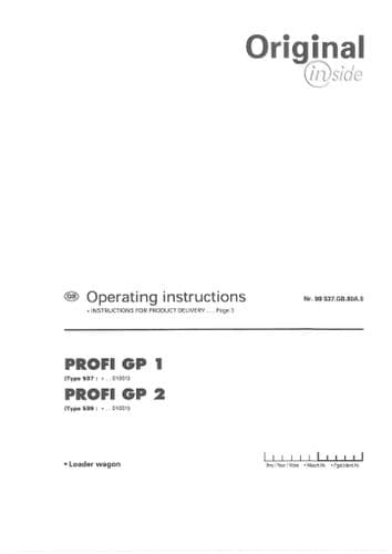 Pottinger Loader Wagon Profi GPI & GPII Operators Manual