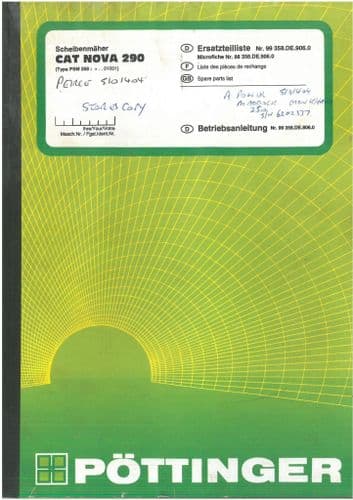 Pottinger Mower CAT NOVA 290 Parts Manual