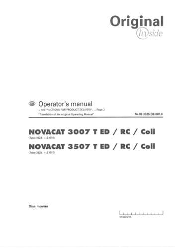 Pottinger Mower Novacat 3007TED 3007RC 3007Coll 3507TED 3507RC 3507Coll Operators Manual