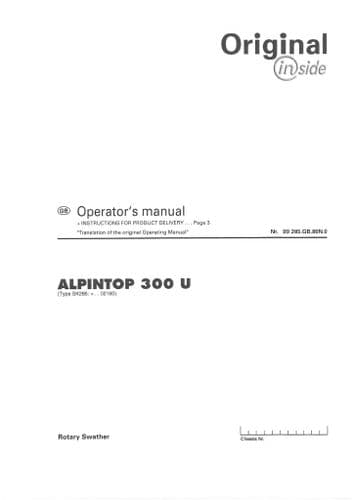 Pottinger Rotary Swather ALPINTOP 300 U Operators Manual