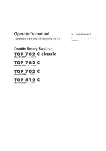 Pottinger Rotary Swather EUROTOP 851 A multilast Operators Manual