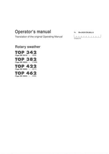 Pottinger Rotary Swather SCHWADKREISEL Top 342 382 422 462 Operators Manual
