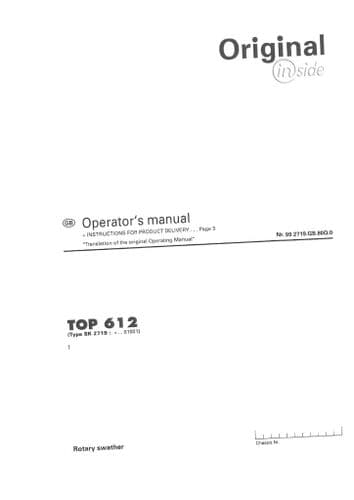 Pottinger Rotary Swather SCHWADKREISEL Top 612 Operators Manual