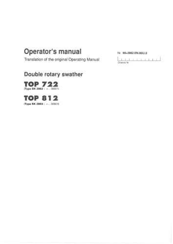 Pottinger Rotary Swather TOP 722 & TOP 812 Operators Manual