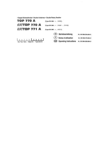 Pottinger Rotary Swather TOP 770 A, EUROTOP 770 A, EUROTOP 771 A Operators Manual