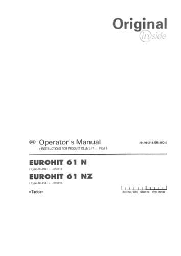 Pottinger Rotary Tedder EUROHIT 61N 61NZ Operators Manual