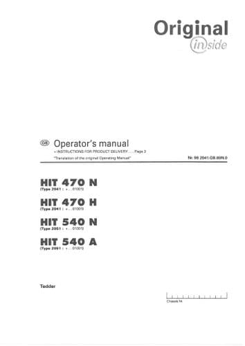Pottinger Rotary Tedder HIT 470N 470H 540N 540A Operators Manual