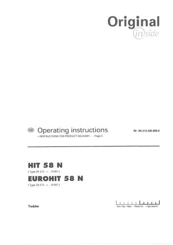 Pottinger Rotary Tedder HIT 58N EUROHIT 54N Operators Manual