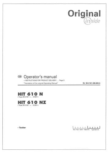 Pottinger Rotary Tedder HIT 610 N 610 NZ Operators Manual (1)