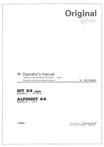 Pottinger Rotary Tedder HIT 610 N 610 NZ Operators Manual
