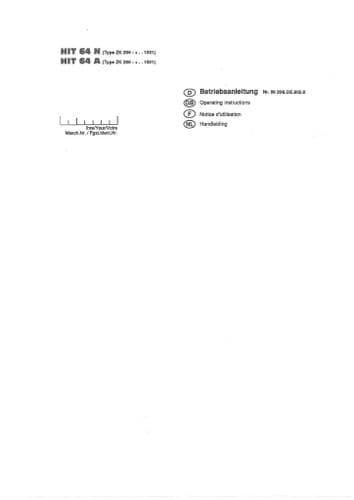 Pottinger Rotary Tedder HIT 64 N 64 A Operators Manual