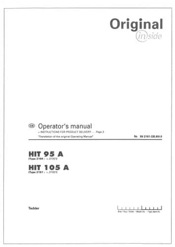 Pottinger Rotary Tedder HIT 95 A HIT 105 A Operators Manual
