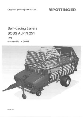 Pottinger Self Loading Trailer Wagon Boss Alpin 251 Operators Manual