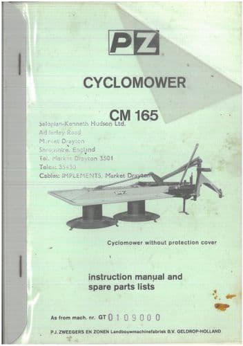 PZ Cyclomower CM165 CM 165 Mower Operators Manual with Parts List - ORIGINAL MANUAL -