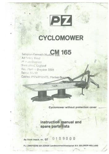 PZ Cyclomower CM165 CM 165 Mower Operators Manual with Parts List
