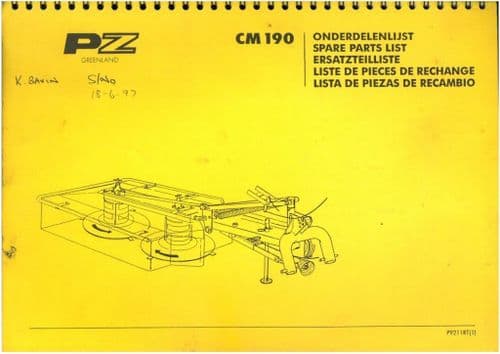 PZ Greenland Mower CM190 Parts Manual