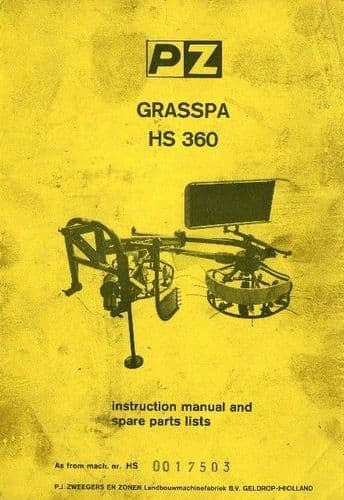 PZ Tedder Grasspa HS360 Operators Manual with Parts List - HS 360