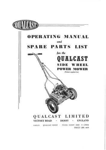 Qualcast Mower Side Wheel Power Mk4G Operators Manual and Parts List