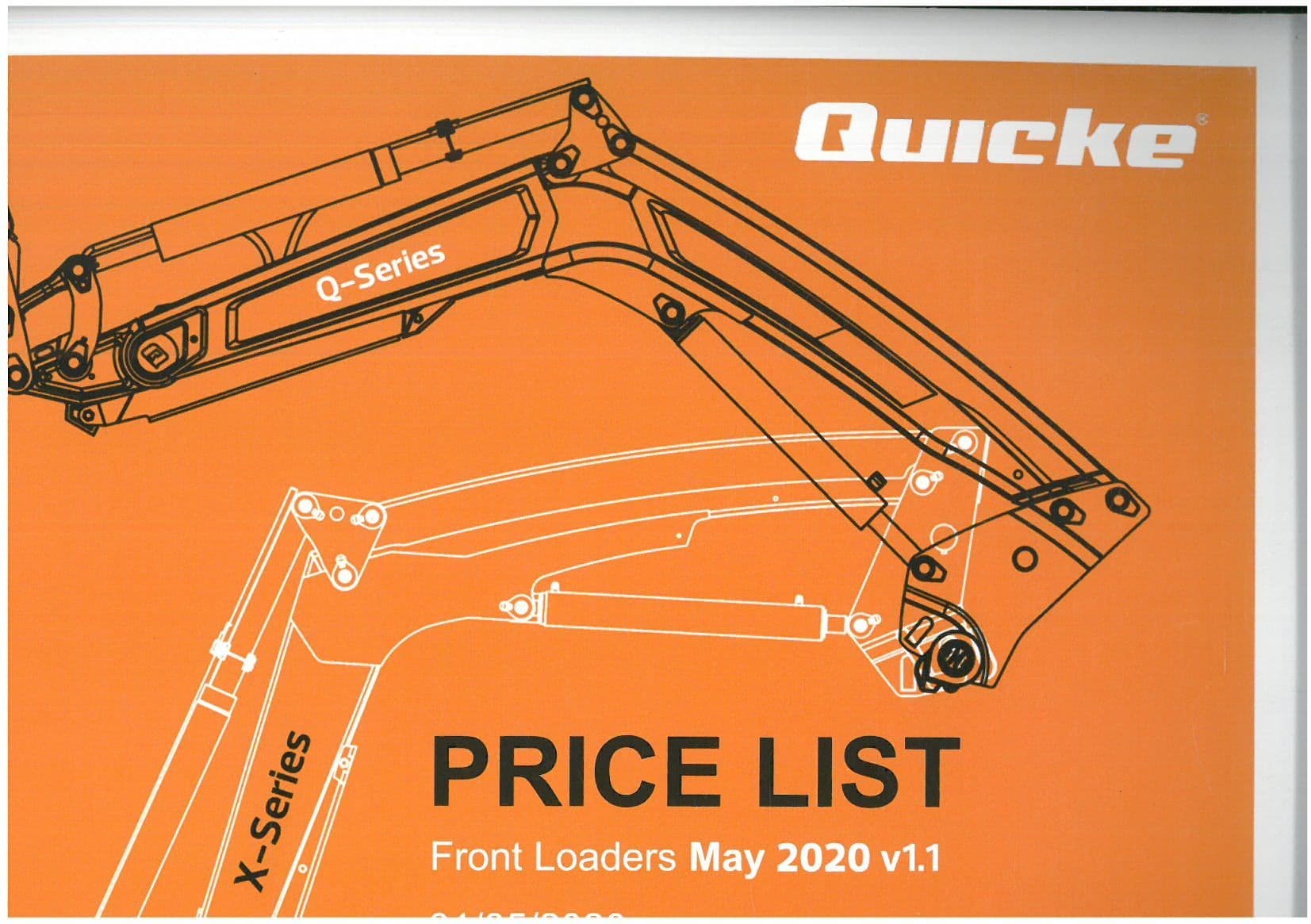 Quicke Front Loader Price list 2020 Brochure