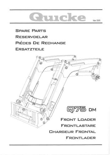 Quicke Front Loader Q75DM Parts Manual