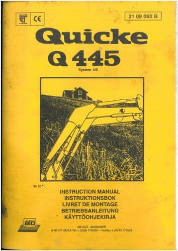 Quicke Loader Q445 Operators Manual with Parts List