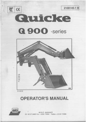 Quicke Loader Q900 Series Operators Manual - 910 920 930 940 950 960 970 980 990 ORIGINAL