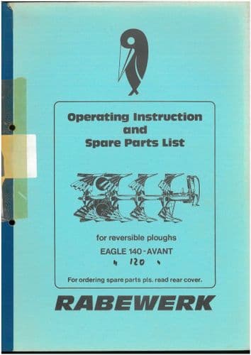 Rabewerk Plough Eagle 140 - Avant Operators Manual & Parts List
