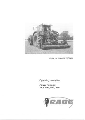 Rabewerk Power Harrow VKE 300 400 450 Operators Manual