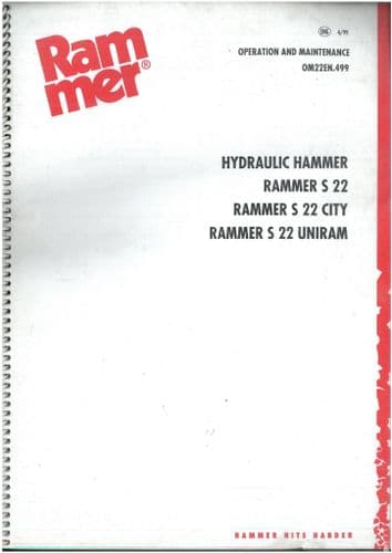 Rammer Hydraulic Hammer - Rammer S 22, Rammer S 22 City, Rammer S 22 Uniram Operators Manual