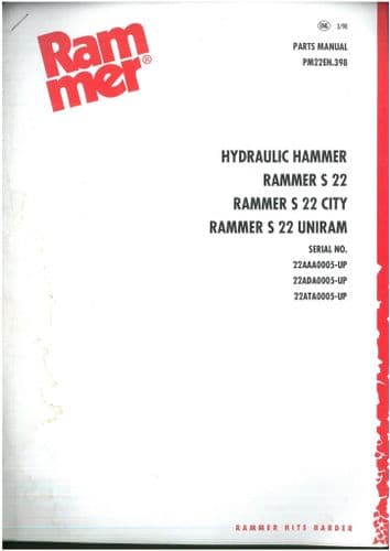 Rammer Hydraulic Hammer - Rammer S 22, Rammer S 22 City, Rammer S 22 Uniram Parts Manual